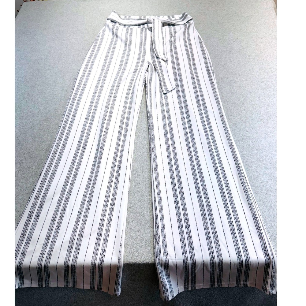 Windsor Striped Wide Leg Palazzo Pants Tie Waist Stripes Coastal Boho USA Made